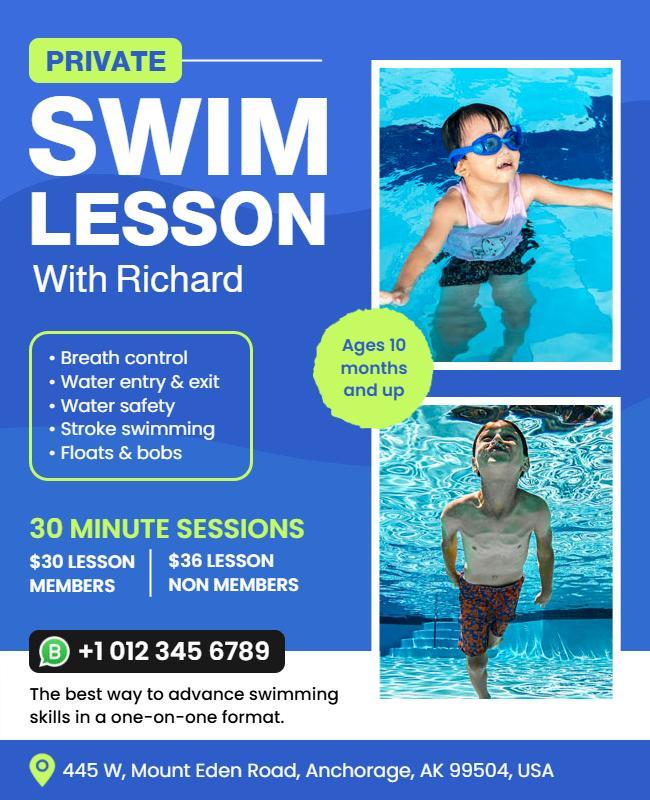 Private Swim Session for Kids Flyer Template