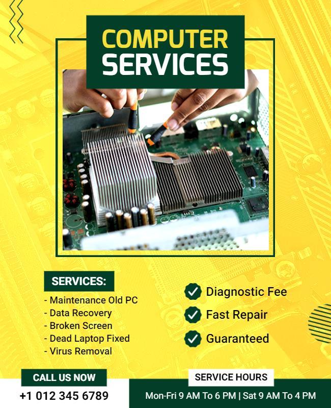 Professional Computer Maintenance Services Flyer Template