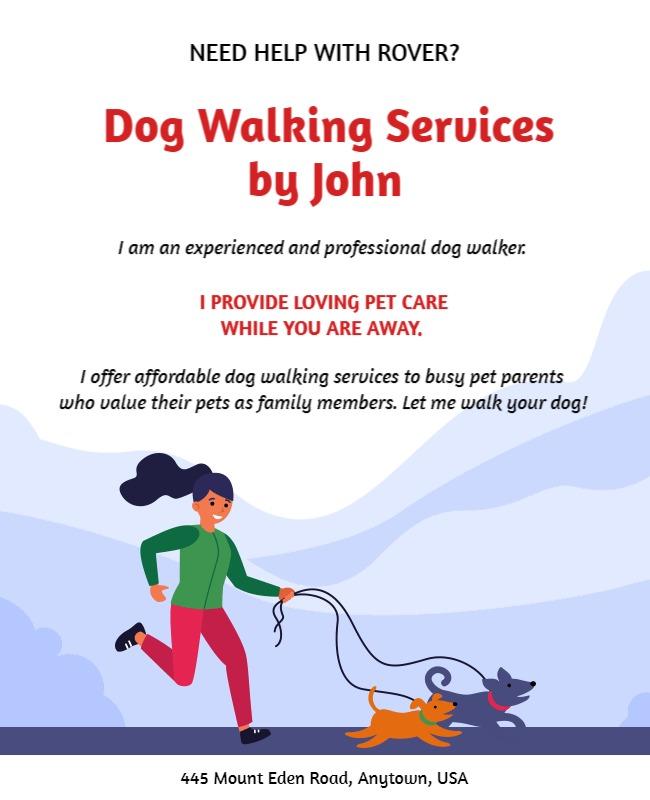 Professional Dog Walking Services Flyer Template