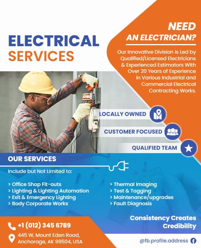 Professional Electrical Services Promotional Flyer Template