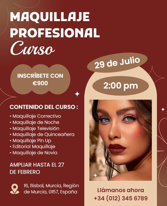 Professional Makeup Course Announcement Flyer Template