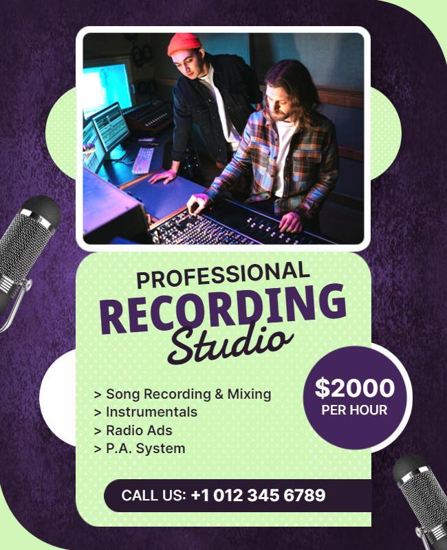 Professional Recording Studio Services Flyer Template