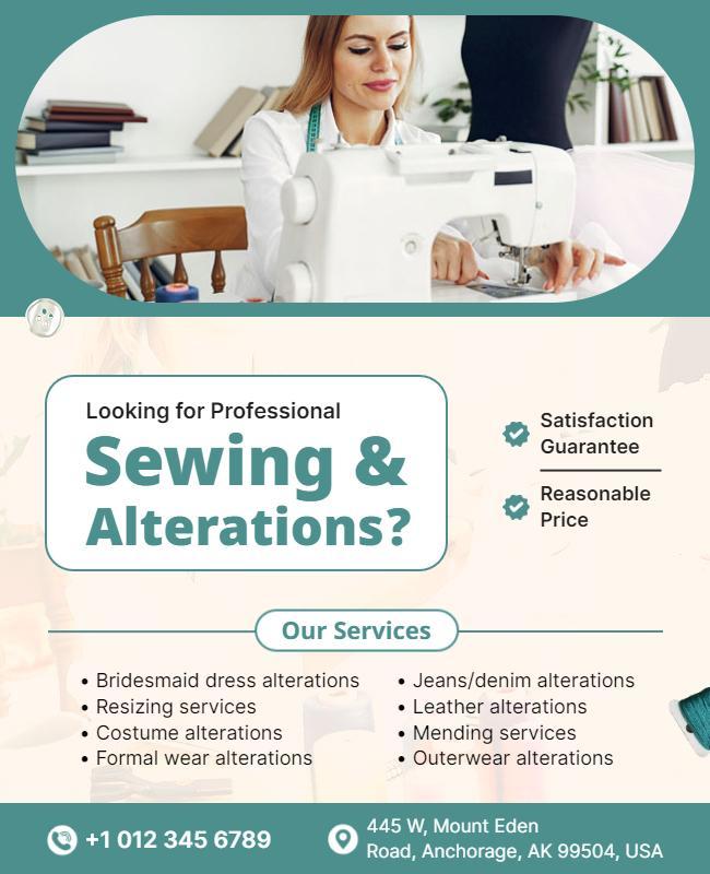 Professional Sewing and Alterations Service Flyer Template