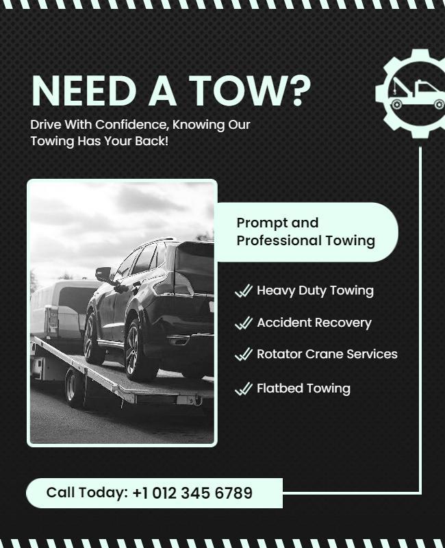 Professional Towing Service Advertisement Flyer Template