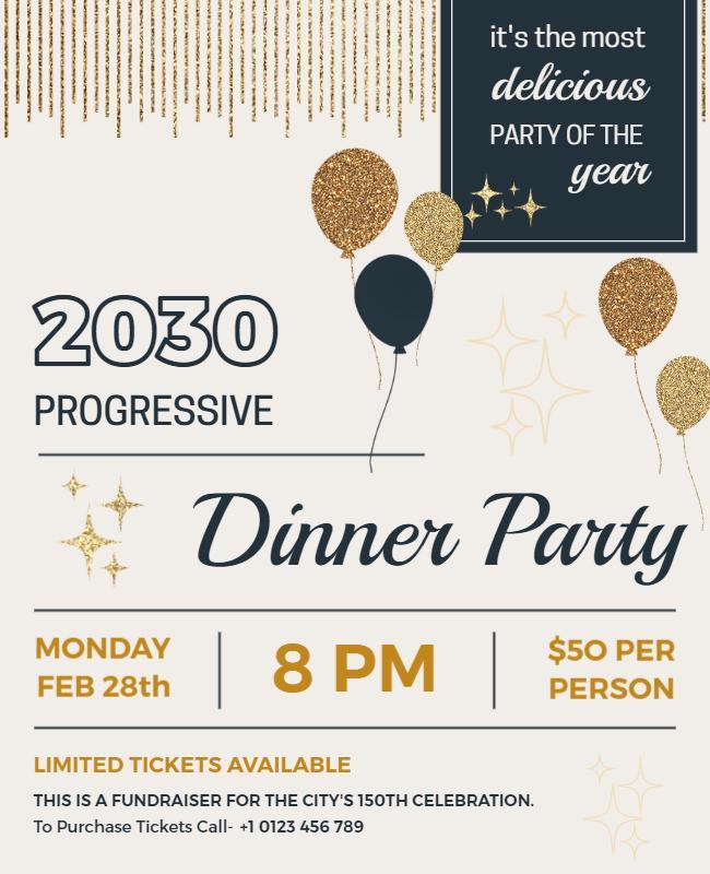 Progressive Dinner Party Event Flyer Template