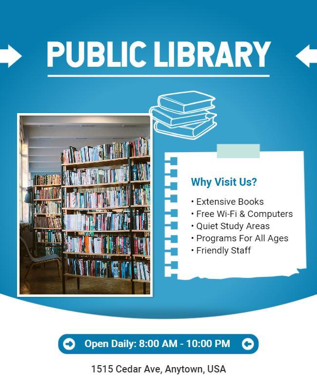 Public Library Information and Services Flyer Template