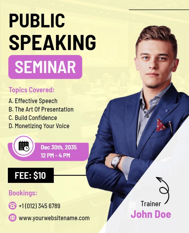 Public Speaking Skills Workshop Flyer Template