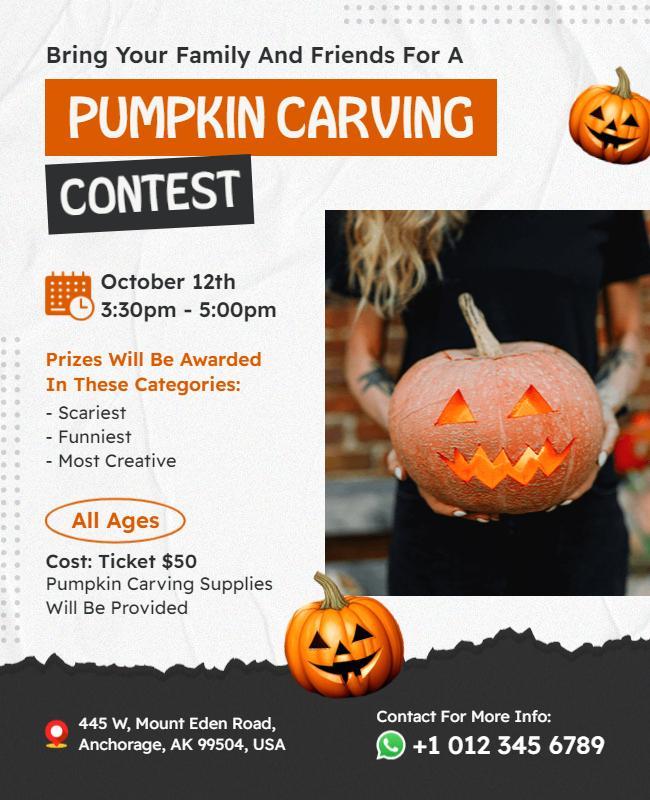 Pumpkin Carving Contest Halloween Event Flyer Template