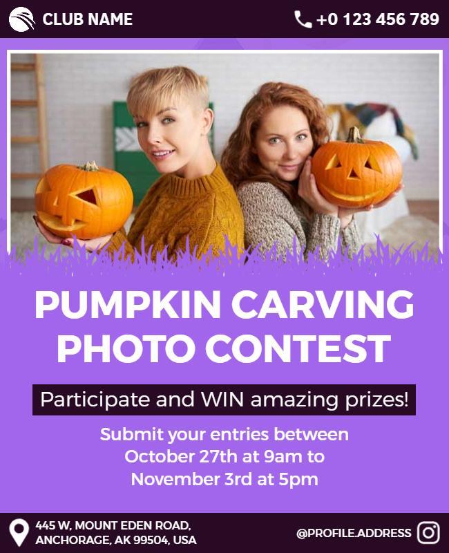 Pumpkin Carving Photo Contest Announcement Flyer Template