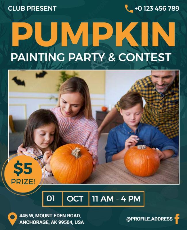 Pumpkin Painting Party and Contest Flyer Template