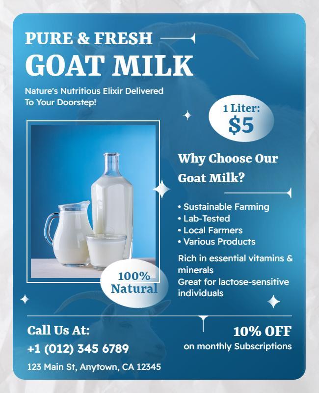 Pure Fresh Goat Milk Promotion Flyer Template