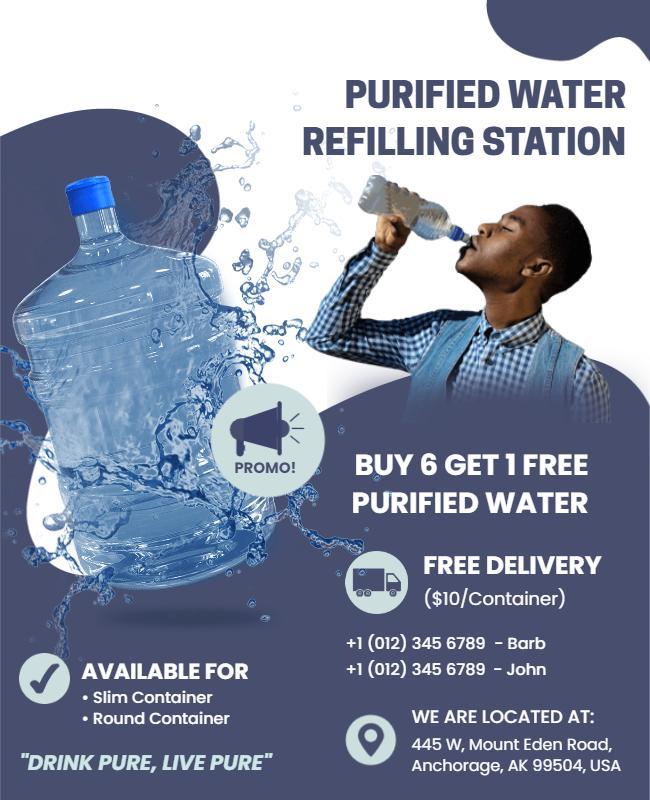 Purified Water Refill Station Promotion Flyer Template