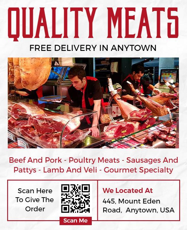 Quality Meats Free Delivery Flyer Template