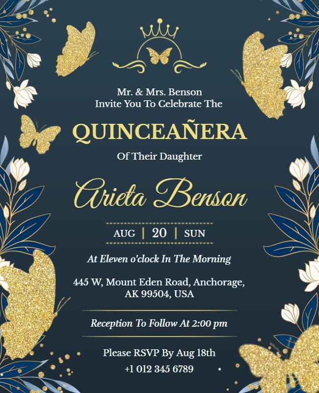 Quinceanera Celebration Floral Design Flyer Template