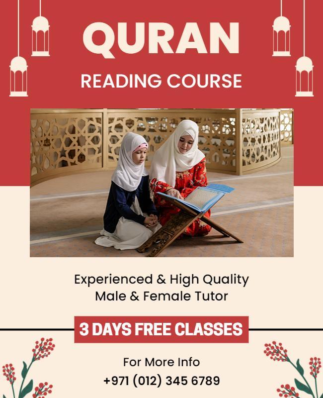 Quran Reading Course with Experienced Tutors Flyer Template