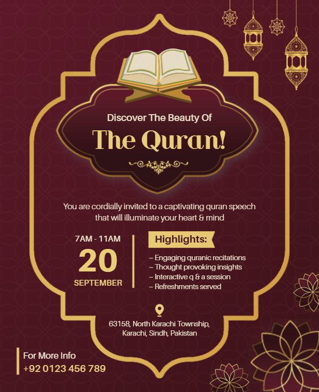 Quran Recitation Invitation Flyer Template