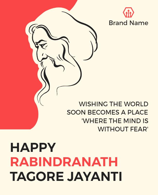 Rabindranath Tagore Jayanti Celebration Flyer Template