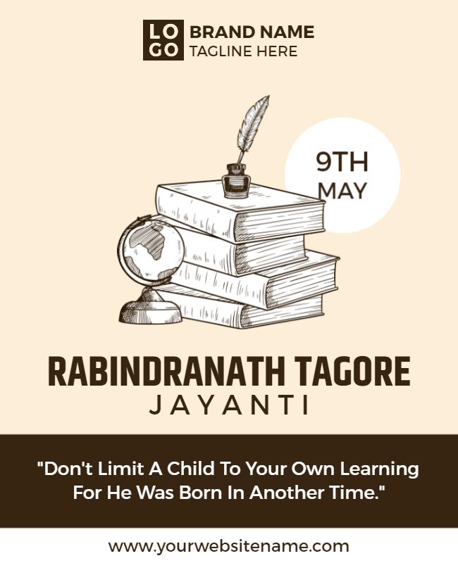 Rabindranath Tagore Jayanti Celebration Flyer Template