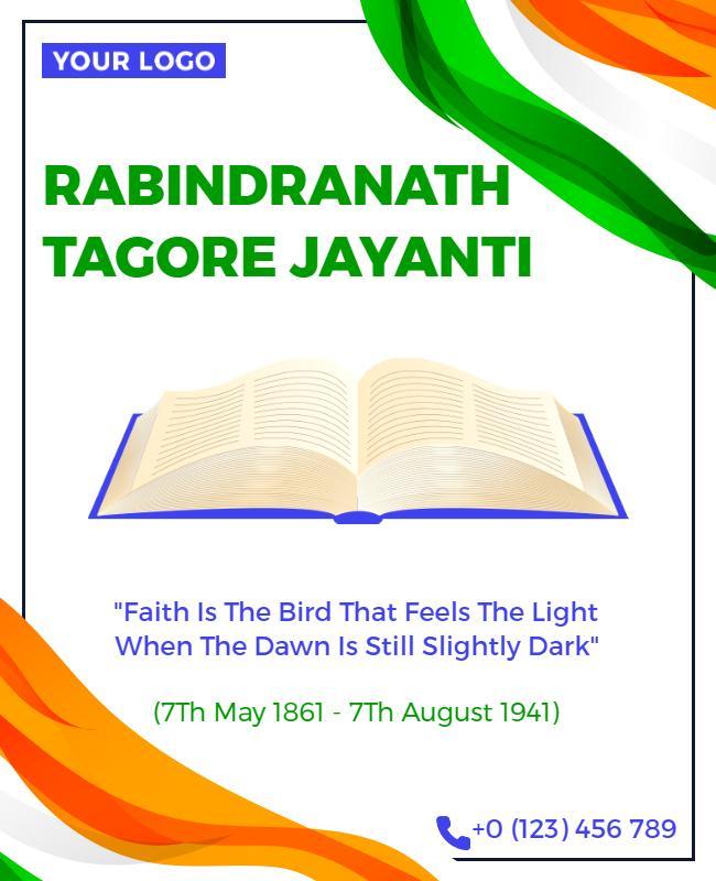 Rabindranath Tagore Jayanti Celebration Flyer Template