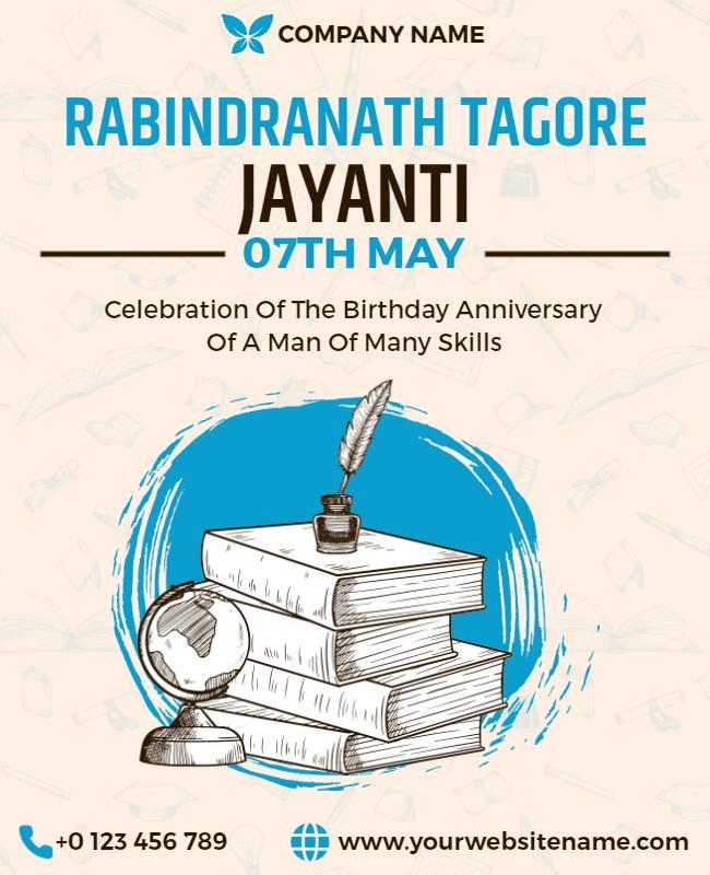 Rabindranath Tagore Jayanti Celebration Flyer Template