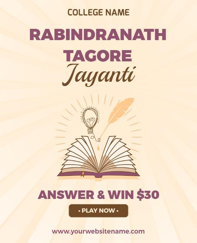 Rabindranath Tagore Jayanti Event Flyer Template