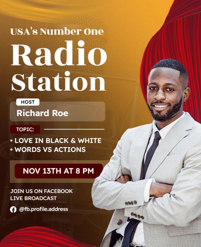 Radio Station Live Broadcast Flyer Template