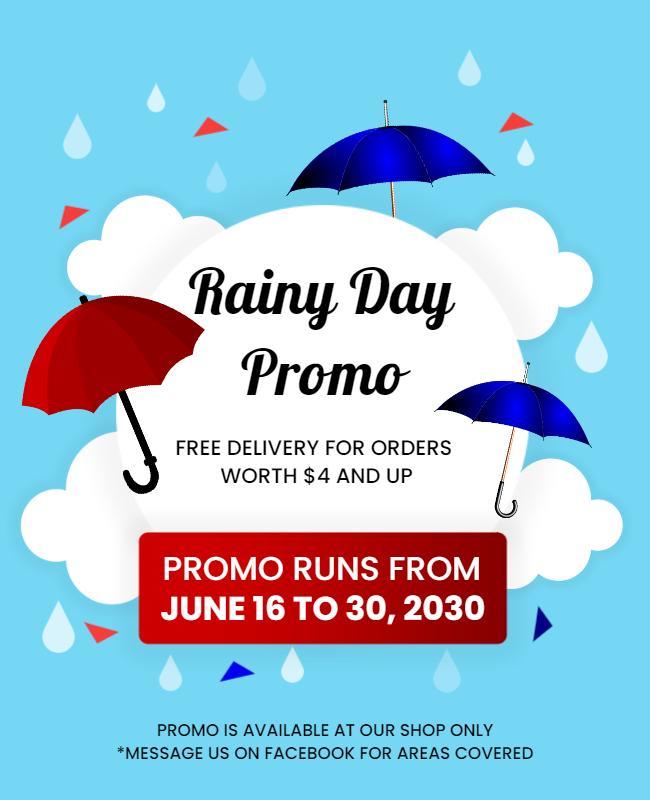 Rainy Day Promotion with Umbrellas Flyer Template