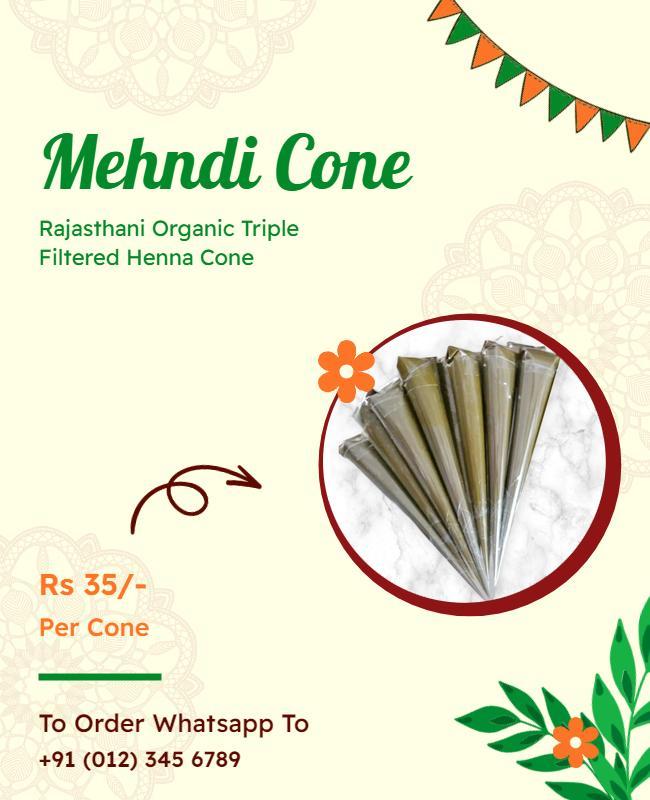 Rajasthani Organic Henna Cone Advertisement Flyer Template