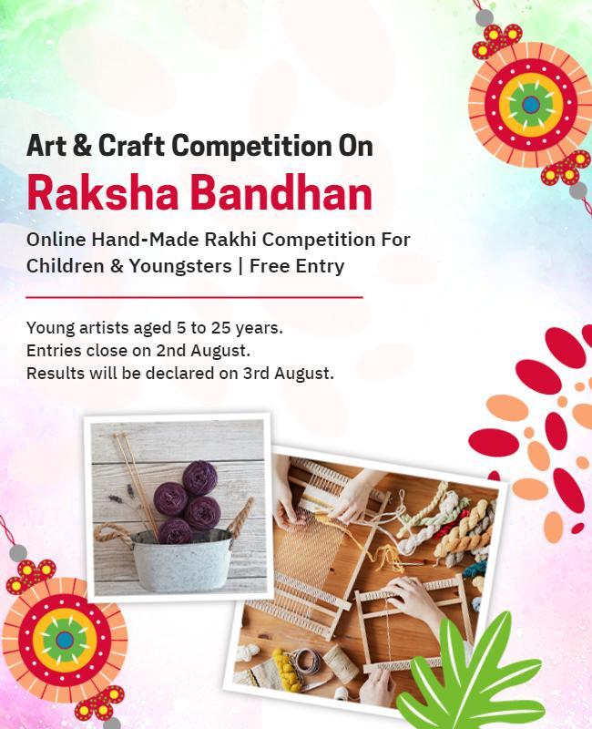 Raksha Bandhan Art and Craft Competition Flyer Template