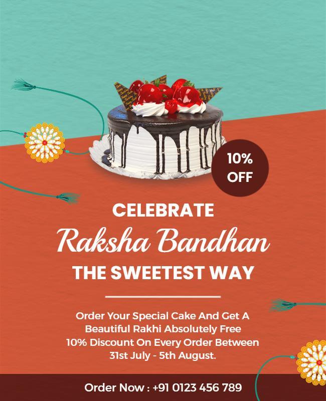 Raksha Bandhan Cake Celebration Flyer Template