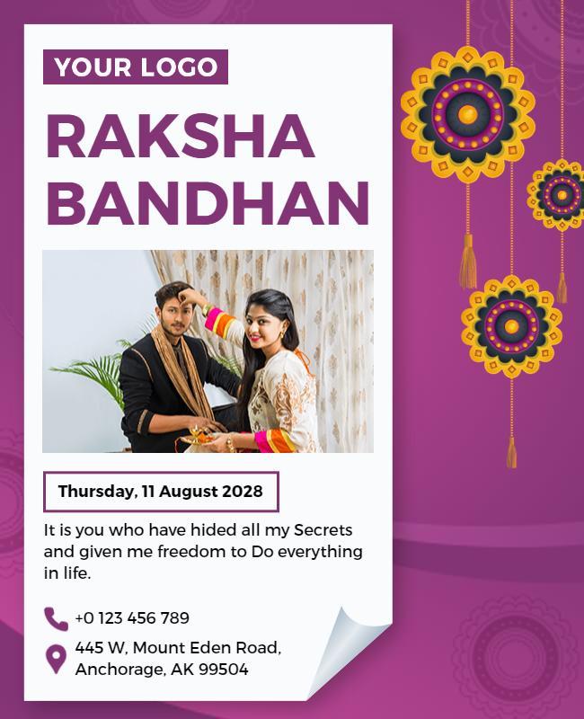 Raksha Bandhan Celebration Invitation Flyer Template