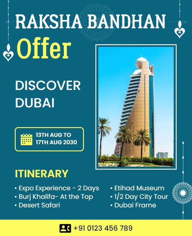 Raksha Bandhan Dubai Travel Offer Flyer Template