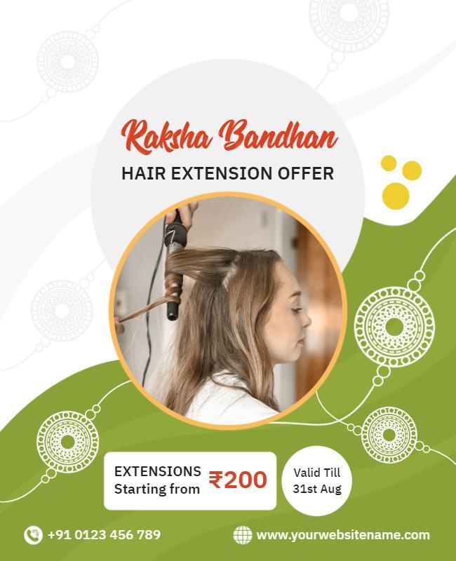 Raksha Bandhan Hair Extension Offer Flyer Template