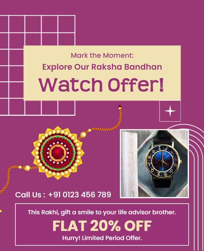 Raksha Bandhan Watch Discount Flyer Template