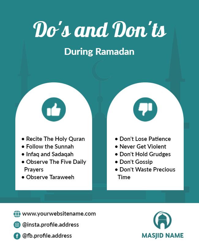 Ramadan Dos and Donts Educational Flyer Template