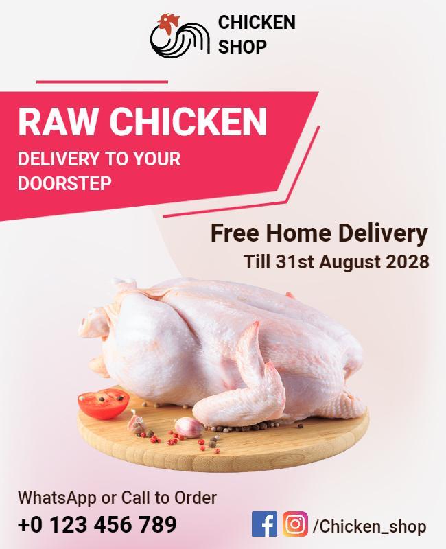 Raw Chicken Home Delivery Flyer Template