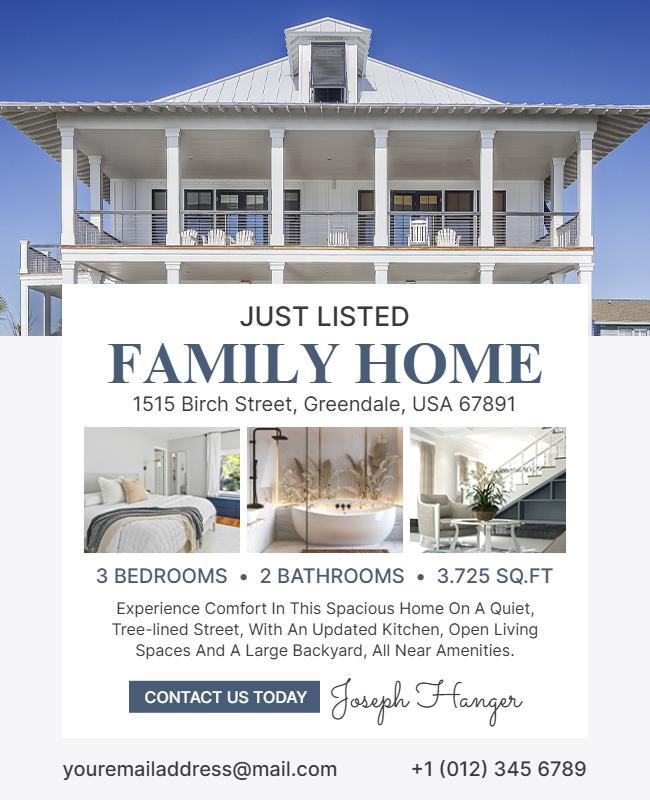 Real Estate Family Home Listing Flyer Template