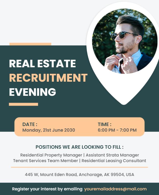 Real Estate Recruitment Evening Flyer Template