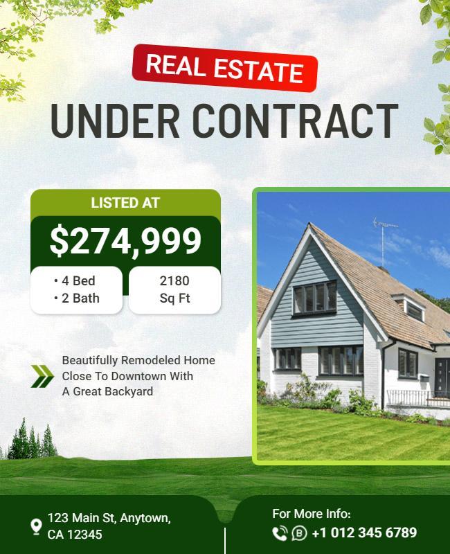 Real Estate Under Contract Announcement Flyer Template