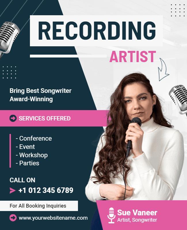 Recording Artist Promotional Services Flyer Template