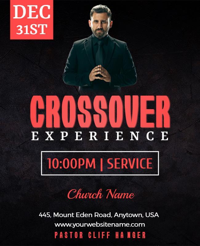 Red and Black Crossover Church Flyer Design Template