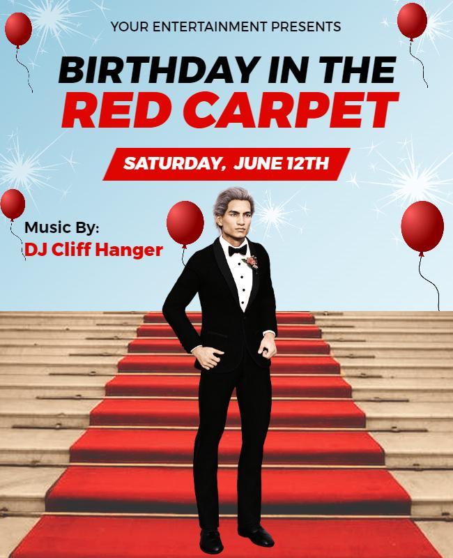 Red Carpet Birthday Celebration Flyer Template