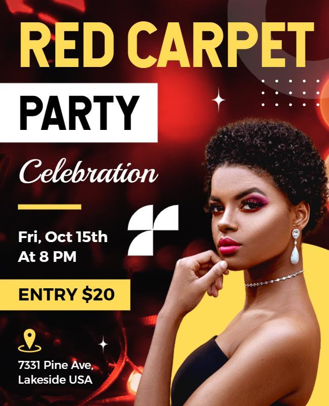 Red Carpet Celebration Party Flyer Template