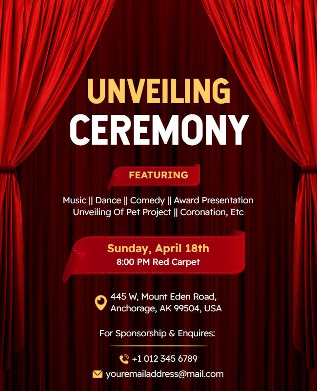 Red Carpet Unveiling Ceremony Event Flyer Template