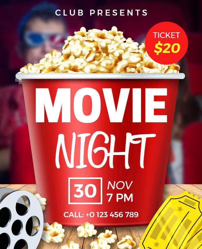 Red Film Night Flyer Template