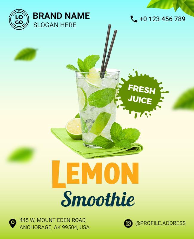 Refreshing Lemon Smoothie Advertisement Flyer Template