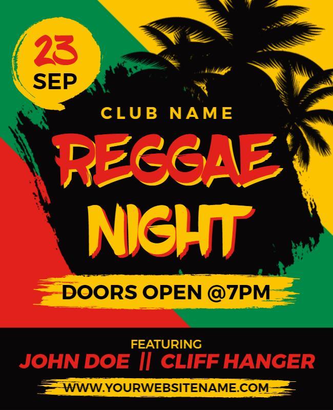 Reggae Night Event Flyer with Tropical Theme Template