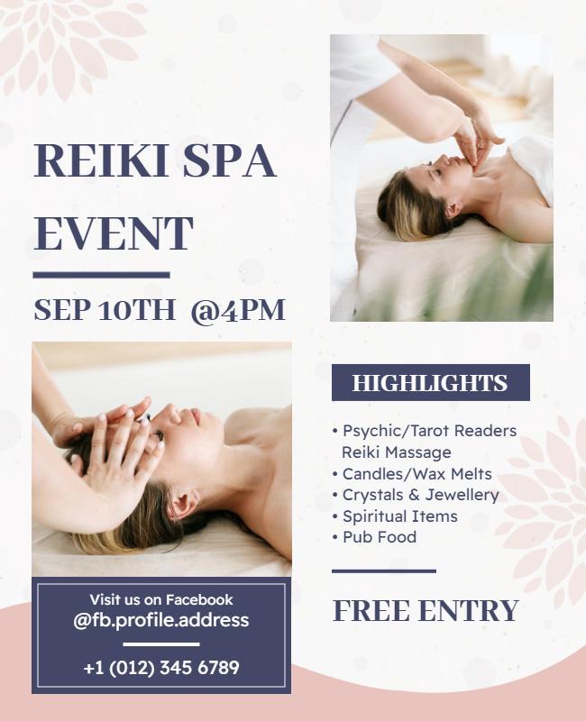 Reiki Spa Event with Massage and Healing Flyer Template