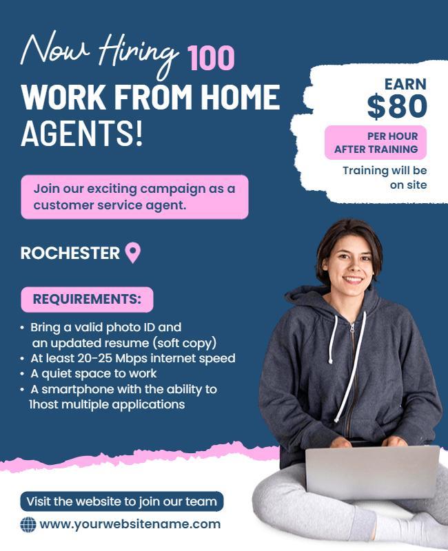 Remote Job Hiring Announcement Flyer Template