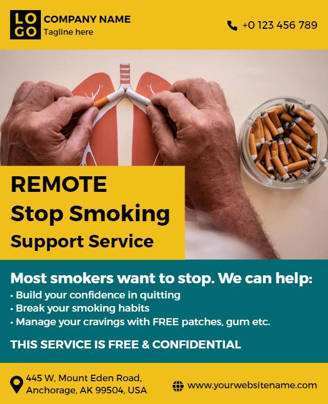 Remote Stop Smoking Support Service Flyer Template